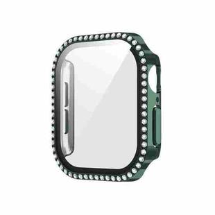 For Apple Watch Series 10 46mm Plating Diamond PC Hybrid Tempered Film Watch Case(Official Green)