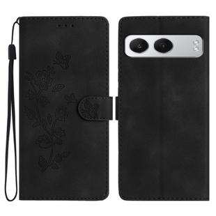 For OnePlus Nord 4 Flower Butterfly Embossing Pattern Leather Phone Case(Black)