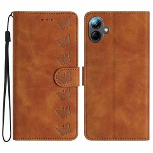 For Samsung Galaxy A07 5G Seven Butterflies Embossed Leather Phone Case(Brown)