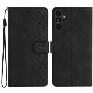 For Samsung Galaxy A17 5G Seven Butterflies Embossed Leather Phone Case(Black)