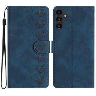 For Samsung Galaxy A17 5G Seven Butterflies Embossed Leather Phone Case(Blue)