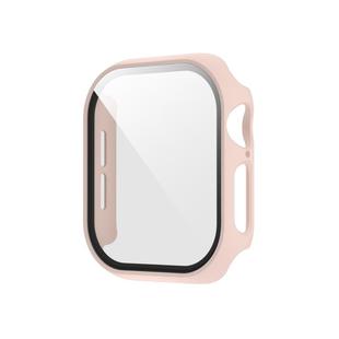 For Apple Watch Series 10 46mm Spray Glazing PC Integrated Tempered Film Watch Case(Sand Pink)