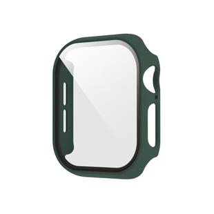 For Apple Watch Series 10 46mm Spray Glazing PC Integrated Tempered Film Watch Case(Dark Green)