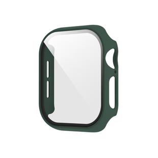 For Apple Watch Series 10 42mm Spray Glazing PC Integrated Tempered Film Watch Case(Dark Green)