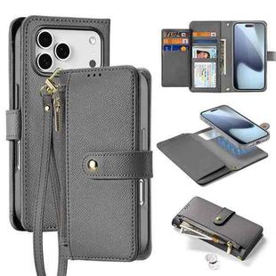 For iPhone 17 Pro Max DUX DUCIS Lawa Series 2 in 1 Wallet Zipper Detachable MagSafe Phone Case with Lanyard(Grey)