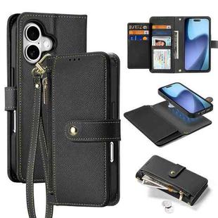 For iPhone 17 DUX DUCIS Lawa Series 2 in 1 Wallet Zipper Detachable MagSafe Phone Case with Lanyard(Black)