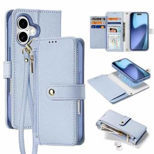 For iPhone 17 DUX DUCIS Lawa Series 2 in 1 Wallet Zipper Detachable MagSafe Phone Case with Lanyard(Light Blue)