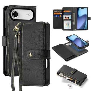 For iPhone 17 Air DUX DUCIS Lawa Series 2 in 1 Wallet Zipper Detachable MagSafe Phone Case with Lanyard(Black)