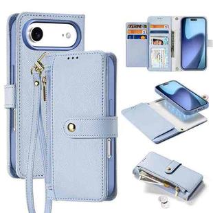 For iPhone 17 Air DUX DUCIS Lawa Series 2 in 1 Wallet Zipper Detachable MagSafe Phone Case with Lanyard(Light Blue)