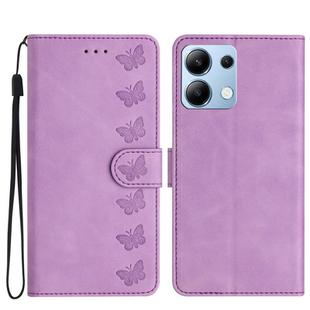 For Redmi Note 13 4G Seven Butterflies Embossed Leather Phone Case(Purple)