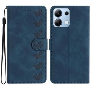 For Redmi Note 13 4G Seven Butterflies Embossed Leather Phone Case(Blue)