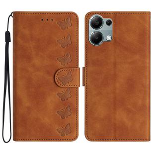 For Redmi Note 13 Pro 4G Seven Butterflies Embossed Leather Phone Case(Brown)