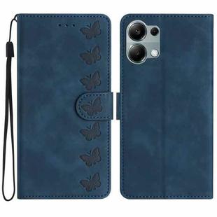 For Redmi Note 13 Pro 4G Seven Butterflies Embossed Leather Phone Case(Blue)