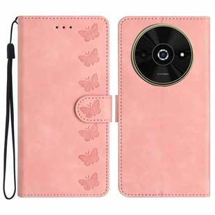 For Xiaomi Poco C61 Seven Butterflies Embossed Leather Phone Case(Pink)