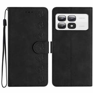 For Xiaomi 14T Pro Seven Butterflies Embossed Leather Phone Case(Black)