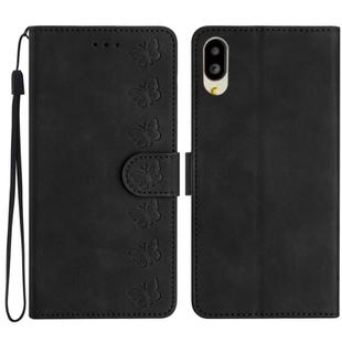 For Sharp Basio active SHG09 Seven Butterflies Embossed Leather Phone Case(Black)