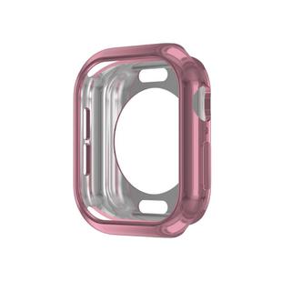 For Apple Watch Series 10 46mm Plating TPU Round Hole Hollow Watch Case(Pink)