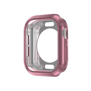 For Apple Watch Series 10 42mm Plating TPU Round Hole Hollow Watch Case(Pink)