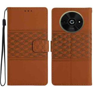 For Xiaomi Poco C61 Diamond Embossed Skin Feel Leather Phone Case(Brown)