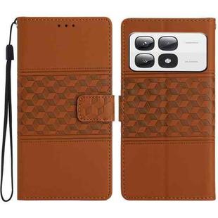 For Xiaomi 14T Pro Diamond Embossed Skin Feel Leather Phone Case(Brown)