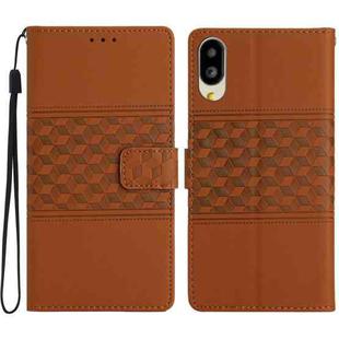 For Sharp Basio active SHG09 Diamond Embossed Skin Feel Leather Phone Case(Brown)