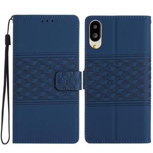 For Sharp Basio active SHG09 Diamond Embossed Skin Feel Leather Phone Case(Dark Blue)