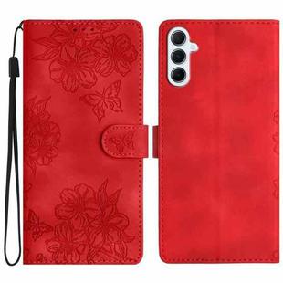 For Samsung Galaxy A17 5G Cherry Blossom Butterfly Skin Feel Embossed PU Phone Case(Red)