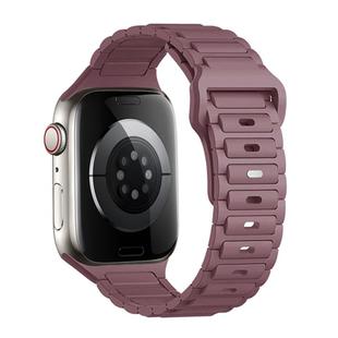 For Apple Watch SE 2023 44mm Tri-beads Loop Buckle Silicone Watch Band(Smoky Purple)