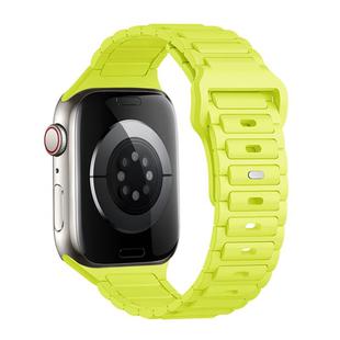 For Apple Watch SE 2023 44mm Tri-beads Loop Buckle Silicone Watch Band(Fluorescent Green)