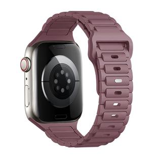 For Apple Watch Series 9 45mm Tri-beads Loop Buckle Silicone Watch Band(Smoky Purple)