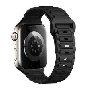 For Apple Watch Series 7 41mm Tri-beads Loop Buckle Silicone Watch Band(Black)