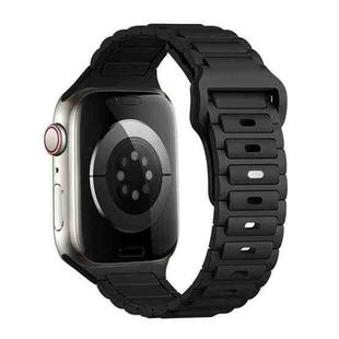 For Apple Watch Series 6 44mm Tri-beads Loop Buckle Silicone Watch Band(Black)