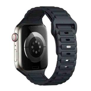 For Apple Watch Series 3 38mm Tri-beads Loop Buckle Silicone Watch Band(Midnight)