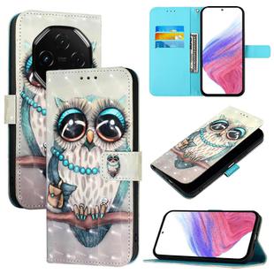 For UMIDIGI G100 Pro 3D Painting Horizontal Flip Leather Phone Case(Grey Owl)