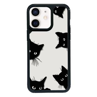 For iPhone 12 Exclusive Design Style PC Full Coverage Pattern Phone Case(Black Cat)