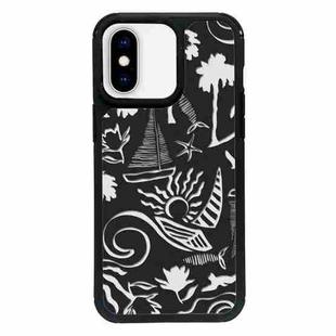 For iPhone X / XS Exclusive Design Style PC Full Coverage Pattern Phone Case(Island Black)