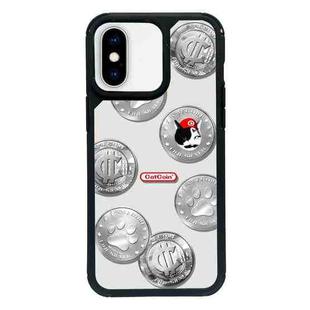 For iPhone XS Max Exclusive Design Style PC Full Coverage Pattern Phone Case(Silver Coin Cat)