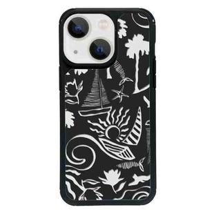 For iPhone 13 mini Exclusive Design Style PC Full Coverage Pattern Phone Case(Island Black)