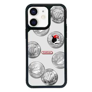 For iPhone 12 mini Exclusive Design Style PC Full Coverage Pattern Phone Case(Silver Coin Cat)