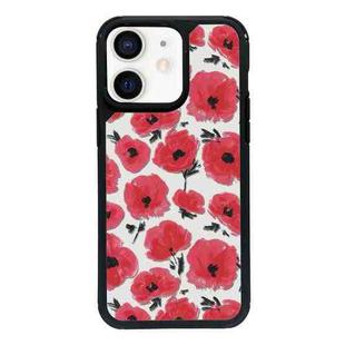 For iPhone 12 mini Exclusive Design Style PC Full Coverage Pattern Phone Case(Red Watercolor Flowers)