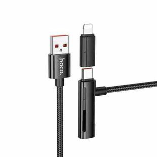 hoco U135 USB  to 8 Pin, USB-C / Type-C Incredible 2 in 1 Charging Data Cable, Length:1m(Black)