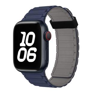 For Apple Watch SE 2023 44mm Tri-beads Magnetic Hoop Silicone Watch Band(Indigo Grey)