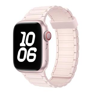 For Apple Watch SE 2023 44mm Tri-beads Magnetic Hoop Silicone Watch Band(Bright Pink)