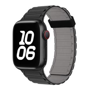 For Apple Watch SE 2023 44mm Tri-beads Magnetic Hoop Silicone Watch Band(Black Grey)