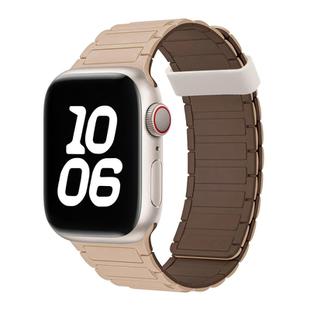 For Apple Watch SE 2023 44mm Tri-beads Magnetic Hoop Silicone Watch Band(Milk Tea Chocolate)