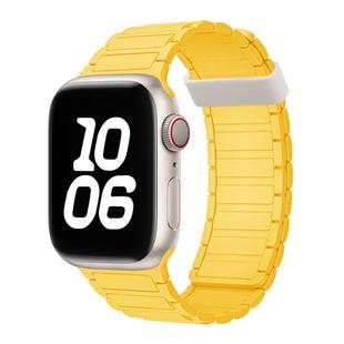 For Apple Watch SE 2023 44mm Tri-beads Magnetic Hoop Silicone Watch Band(Yellow)