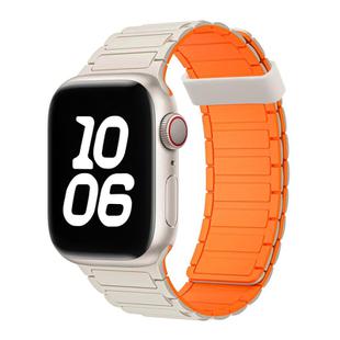 For Apple Watch SE 2023 40mm Tri-beads Magnetic Hoop Silicone Watch Band(Starlight Orange)