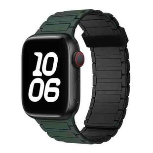 For Apple Watch Ultra 2 49mm Tri-beads Magnetic Hoop Silicone Watch Band(Deep Green Black)