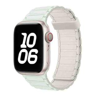 For Apple Watch Series 9 41mm Tri-beads Magnetic Hoop Silicone Watch Band(Light Mint Starlight)