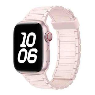 For Apple Watch Series 9 41mm Tri-beads Magnetic Hoop Silicone Watch Band(Bright Pink)